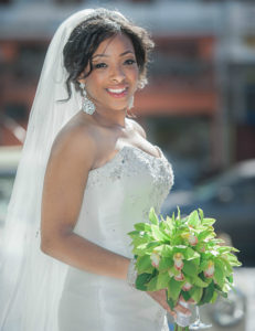 Bridal bouquet with green Cymbidium Chrysants